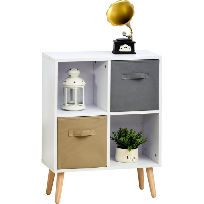 4 Cube Cabinet, 2 Fabric Drawers, L54.5 x W24 x H69.5cm