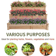 3 Tier Raised Wooden Garden Bed, 124x124 cm Outsunny