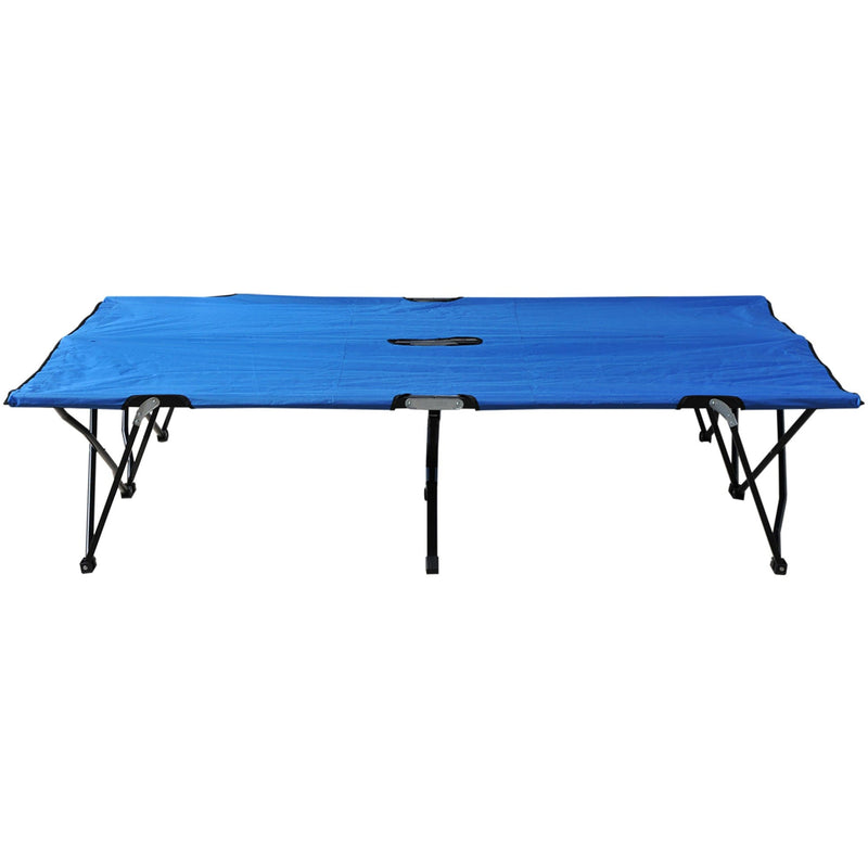 Outsunny Double Camping Cot Foldable Sunbed Outdoor Patio Sleeping Bed Super Light w/ Carr Bag (Blue) Outsunny