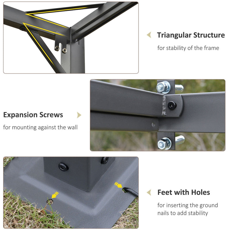 Garden Pergola With Retractable Canopy 3x3m, Wall Mounted