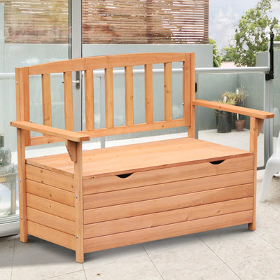 Outsunny Outdoor Garden Storage Bench Patio Box All Weather Deck Fir Wood Solid Seating Outsunny