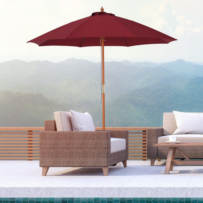 2.5m Wooden Garden Parasol - Top Vent