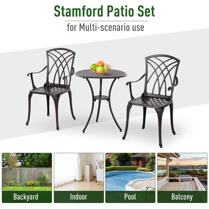 Cast Aluminium 3pc Garden Bistro Set, Brown