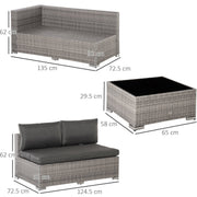 6 Seater Rattan Garden Furniture Set with Coffee Table Outsunny
