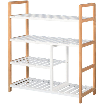 4 Tier Wooden Shoe Rack For Hallway Homcom