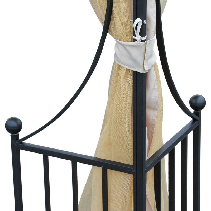Metal Frame Gazebo With Privacy Curtains, Double Tier, 3x3m