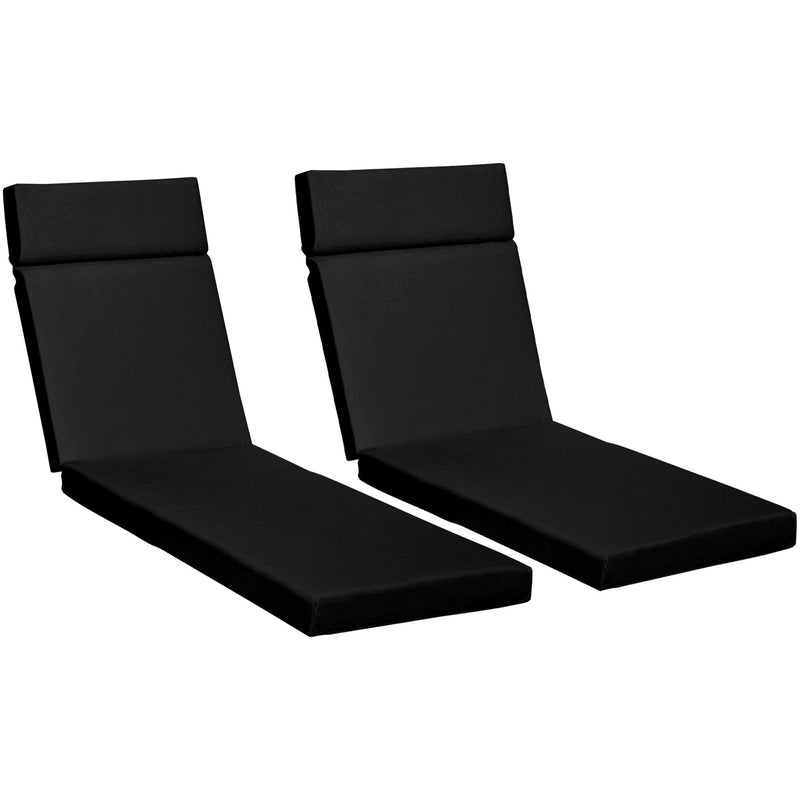 Sun Lounger Cushions with Ties 196x55cm Black