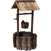Wooden Wishing Well Planter w/ Bucket Outsunny