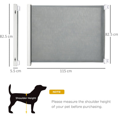 Retractable Gate For Stairs, Pet/Baby, 115 x 82.5cm, Grey Homcom