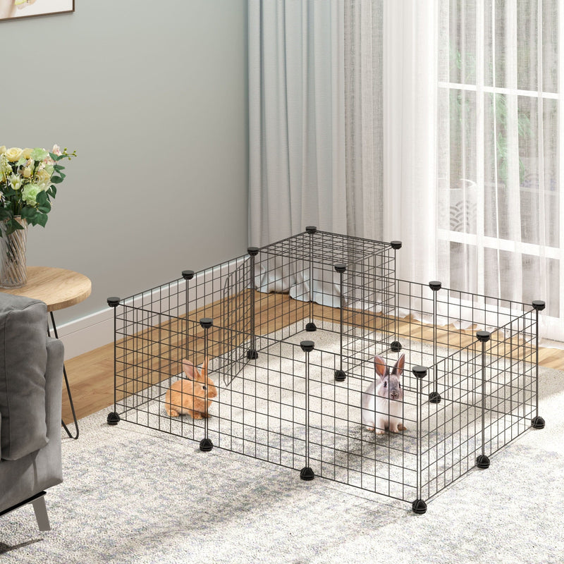DIY Pet Play Pen with Door for Small Animals, Black