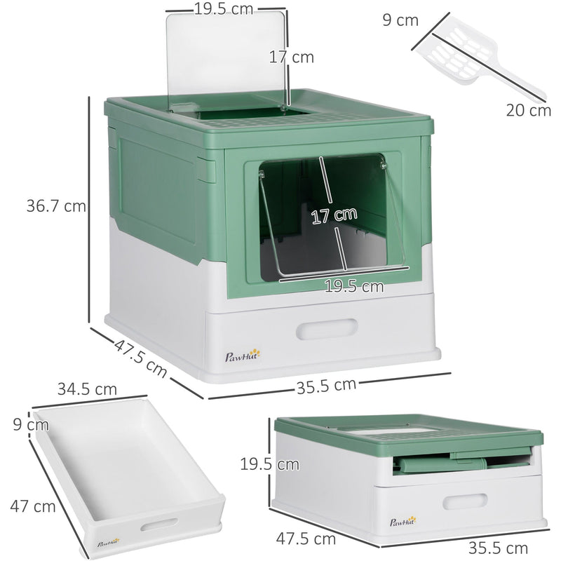 Green Hooded Cat Litter Box (47.5x35.5x36.7cm)