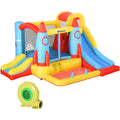 Inflatable Bouncy Castle With Slide and Pool for Outdoor Kids Play Red Blue Yellow Outsunny