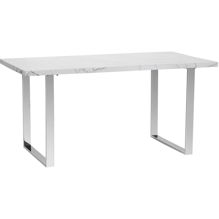 Rectangular Marble Effect Dining Table, Seats 6-8, White