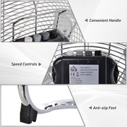 20" Chrome High-Velocity Floor Fan: 3-Speed, 100W Homcom