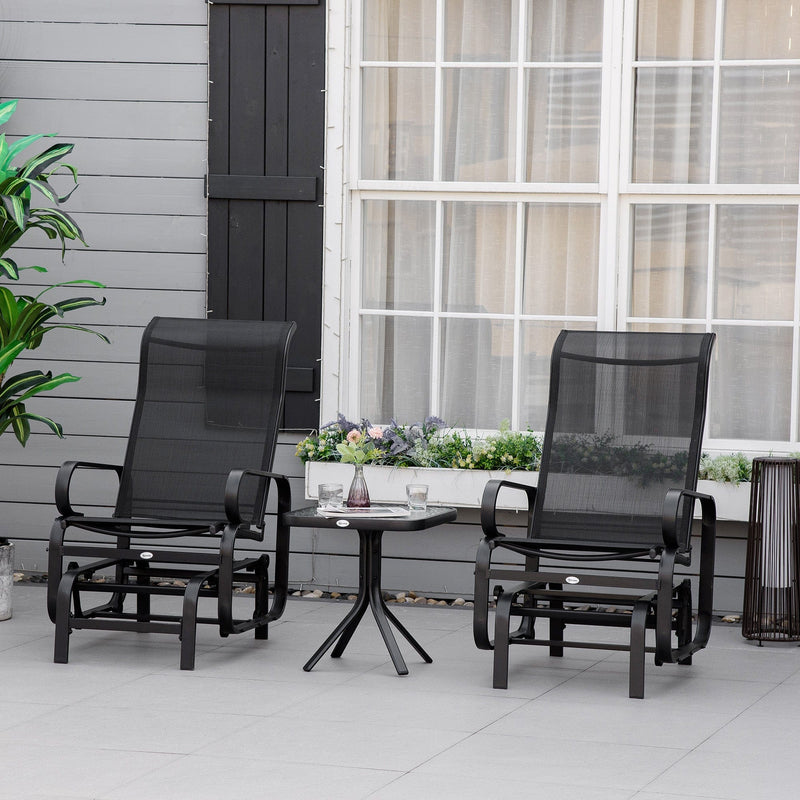 3-PC Outdoor Gliding Rocking Chair Set with Tea Table