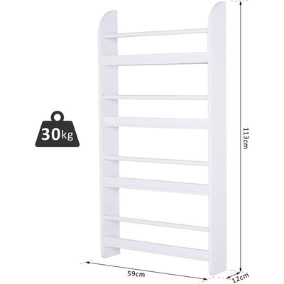Wall Mounted Magazine Rack, 4 Tier, 59W x 12D x 113H cm Homcom
