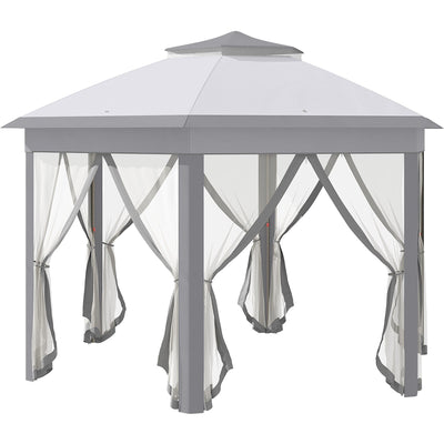 Hexagonal Pop Up Gazebo With Mesh Sides, 4x4m Outsunny