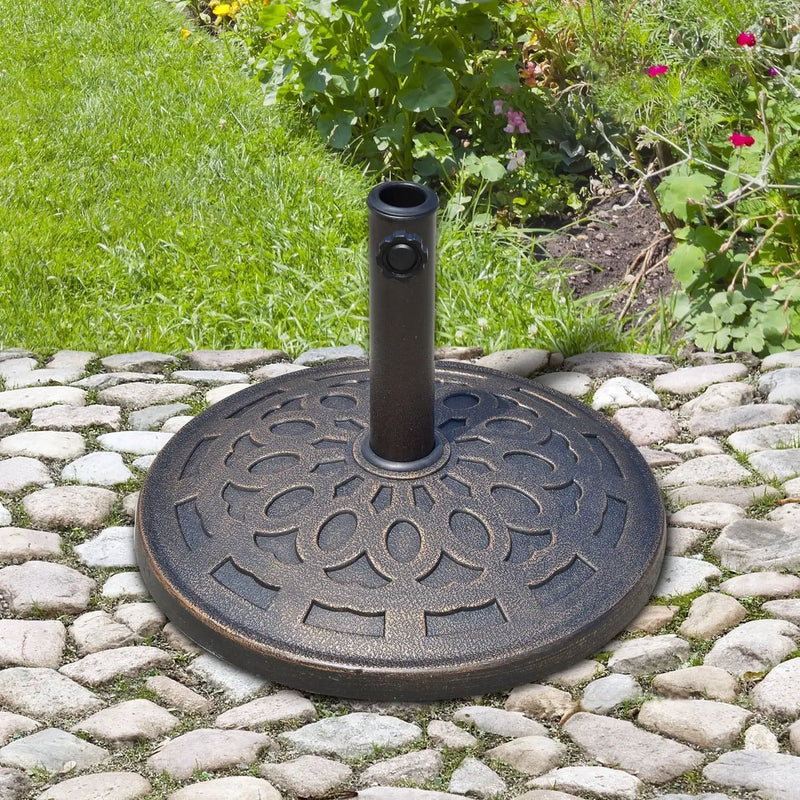 Outdoor Umbrella Stand, 14kg Bronze Resin Outsunny