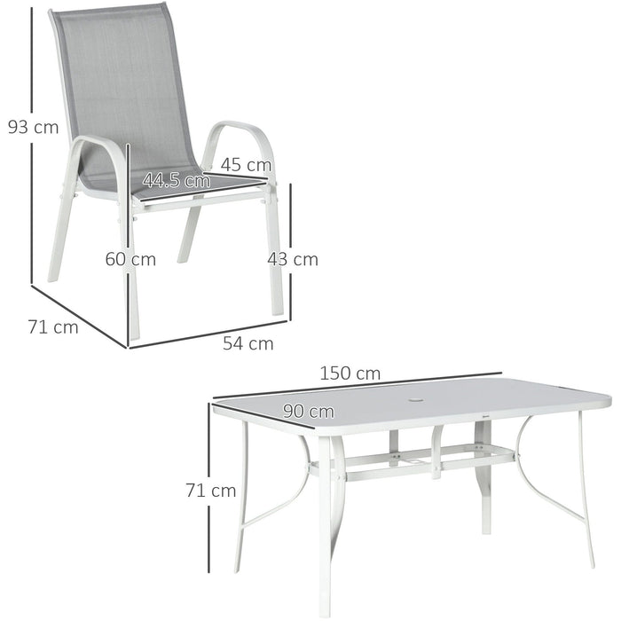 6 Seater Garden Table & Chairs Set, Grey