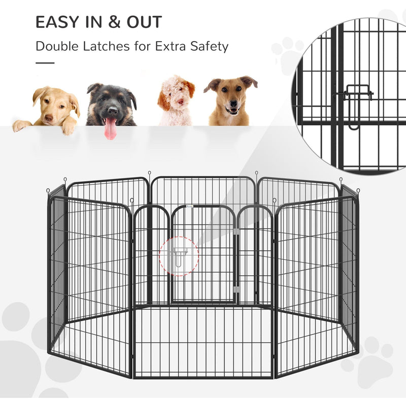 Heavy Duty Dog Play Pen, Foldable, Black Pawhut