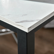 HOMCOM Bar Table Breakfast Marble Grain Dining Table Coffee Table with Adjustable Footpads, 120x40x100cm, White & Black Homcom
