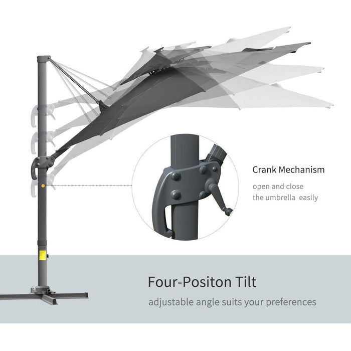 3m Cantilever Parasol With Solar Lights, Power Bank