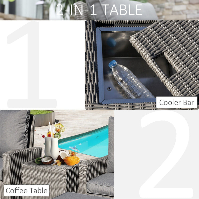 Reclining Rattan Garden Chairs With Drinks Cooler Table
