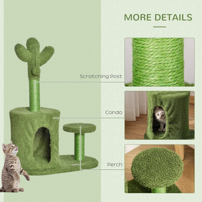 Cactus Cat Scratching Post, Condo Perch, Dangling Ball