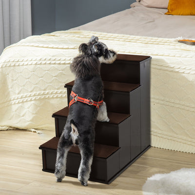4 Step Wooden Pet Stairs with Non-Slip Carpet, 40x59x54.2cm Pawhut