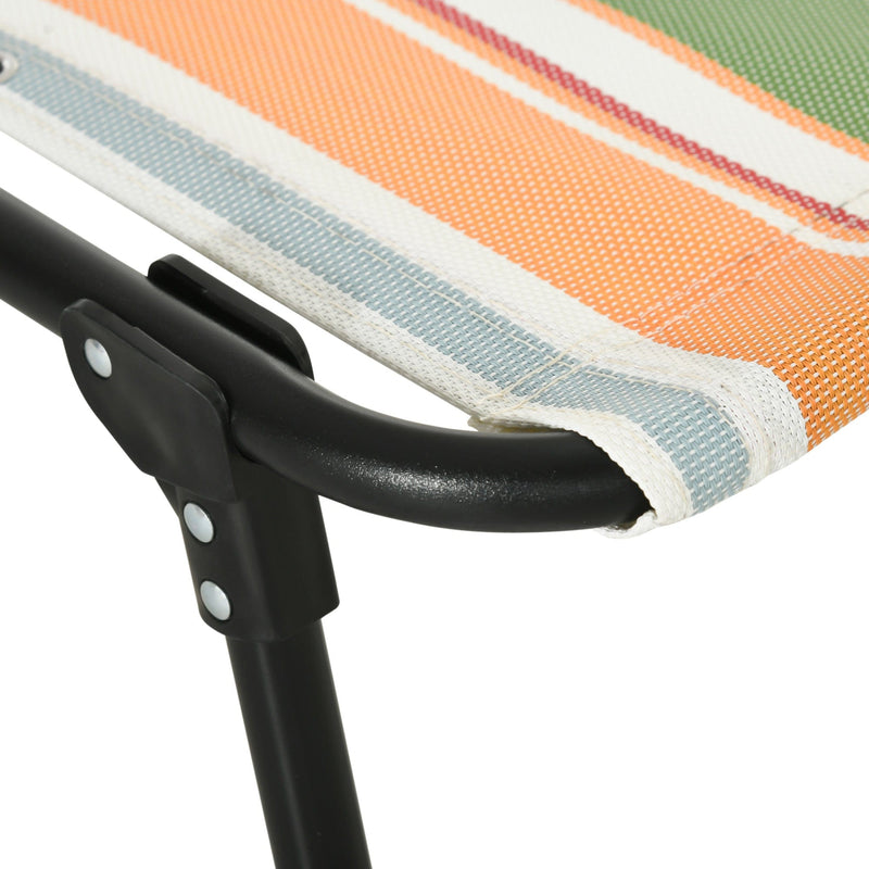 Outsunny Folding Sun Lounger Beach Chaise Chair Garden Reclining Cot Camping Hiking Recliner with 4 Position Adjustable, Multicolored Outsunny