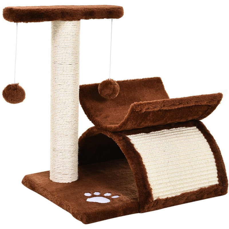 Brown Plush Cat Tree, L40 x W30 x H43 cm