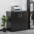 2 Tier Locking Office Cabinet, Melamine Coat, Aluminium Handles Homcom