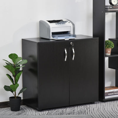 2 Tier Locking Office Cabinet, Melamine Coat, Aluminium Handles Homcom