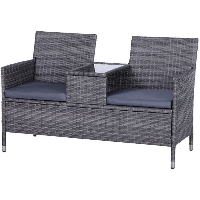 2 Seater Rattan Companion Seat, Grey