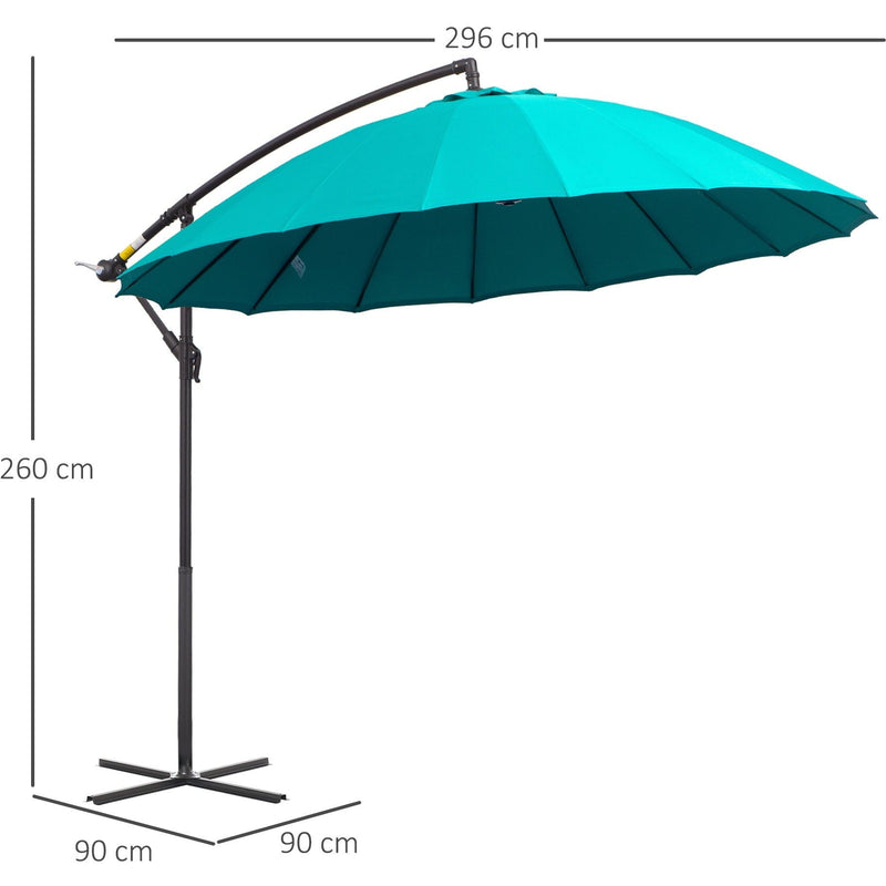 3m Shanghai Cantilever Parasol - Crank Handle, 18 Ribs