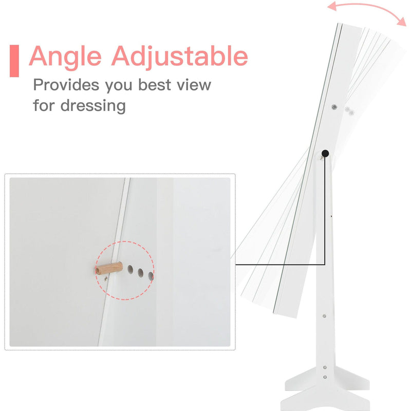 Jewellery Cabinet, Full-Length Mirror, Lockable, White