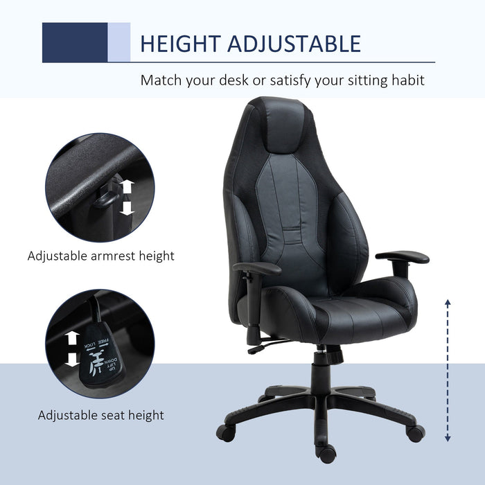 High Back Mesh & Leather Office Chair Black