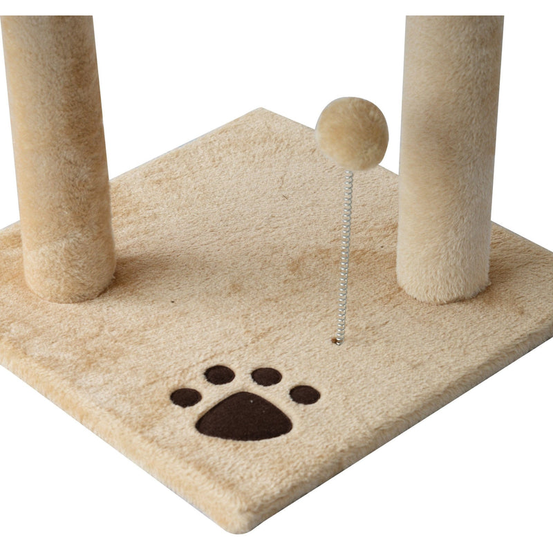 "114cm Beige Cat Tree: Sturdy House for Climbing and Play"