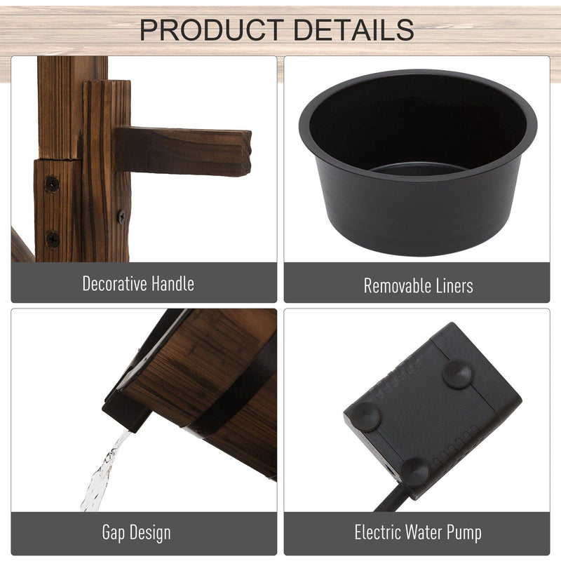 Fir Wood Garden Decor Wishing Well Waterfall