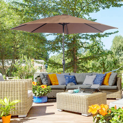 Garden Parasol with Large Adjustable Canopy for Reliable Shade Over Tables Coffee Outsunny