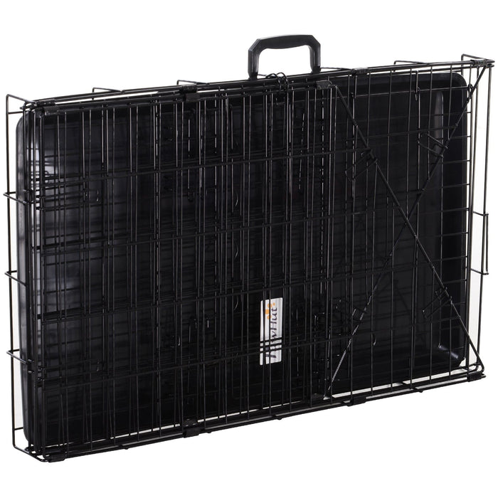 PawHut Foldable Metal Dog Transport Crate - 77x47x55cm