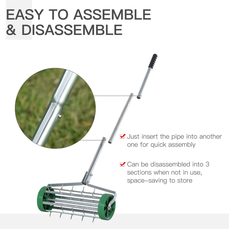 Rolling Garden Lawn Aerator, Steel Handle