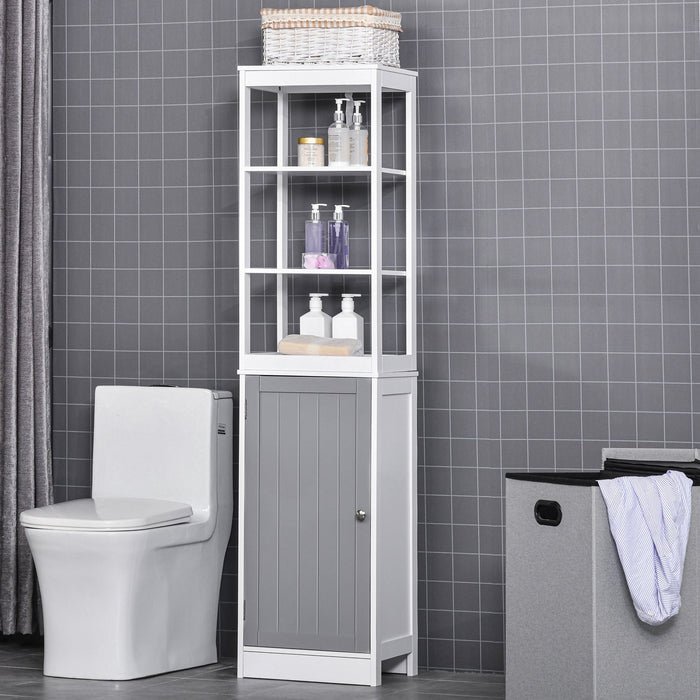 White Tall Free Standing Bathroom Slimline Cabinet