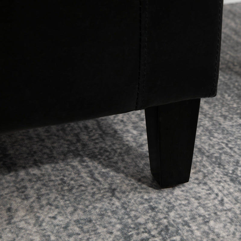 Leather Ottoman, Storage, 92x40x40cm, Black