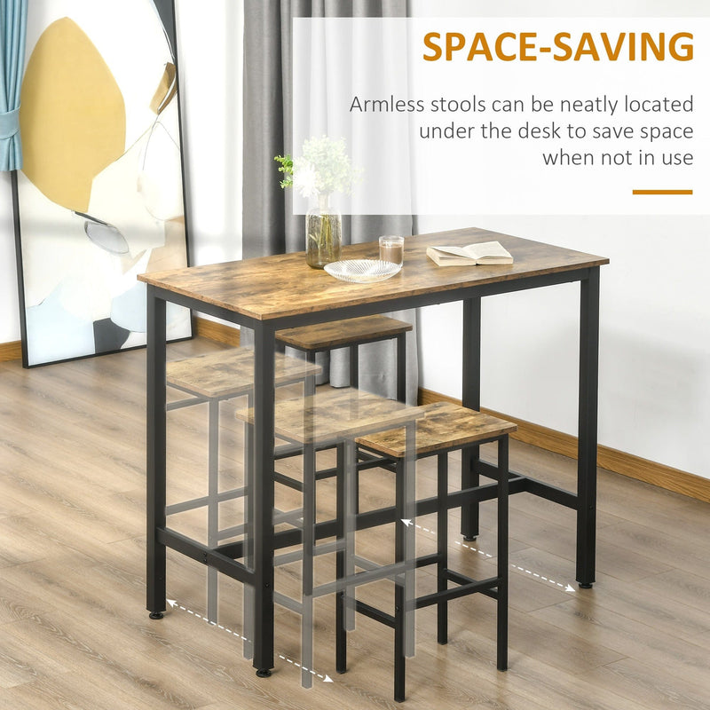 Set of 2 Industrial Breakfast Bar Stools, Rustic Brown