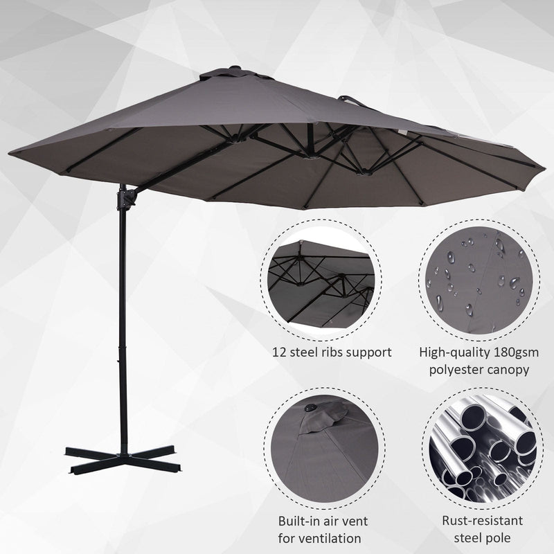 Large Cantilever Umbrella With Cross Base Outsunny