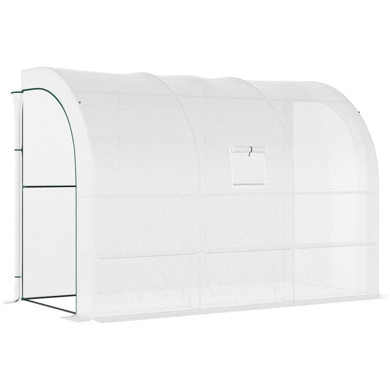 White Lean-to Walk-In Greenhouse