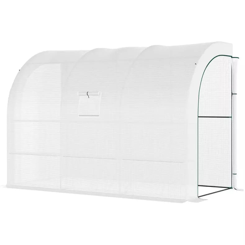 White Lean-to Walk-In Greenhouse