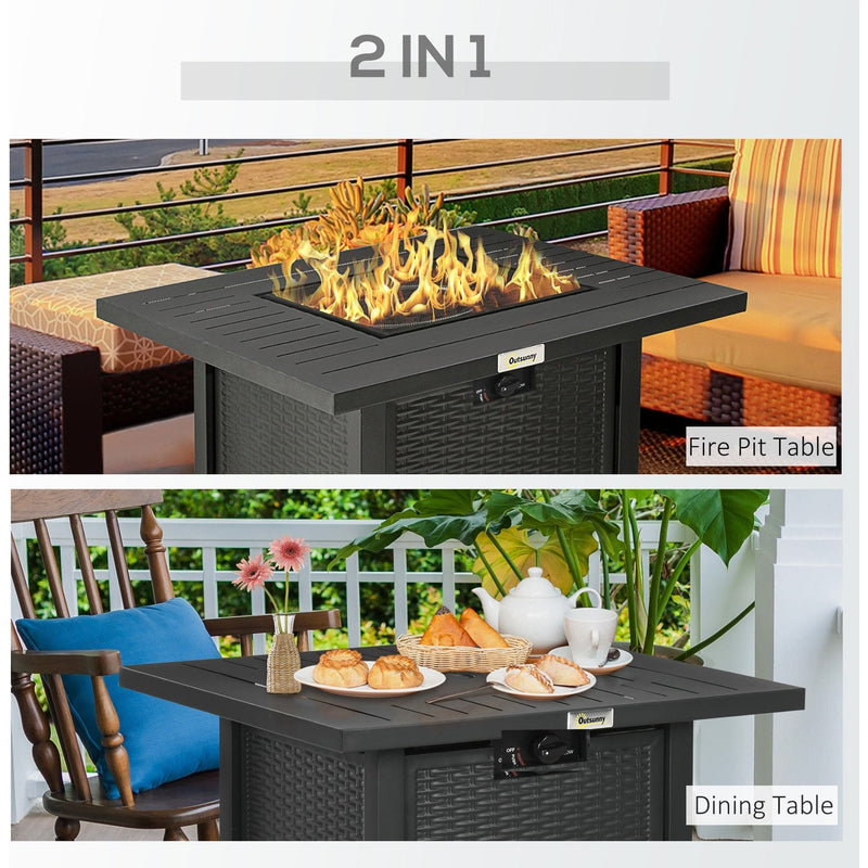 Outsunny Gas Fire Pit Table With Cover