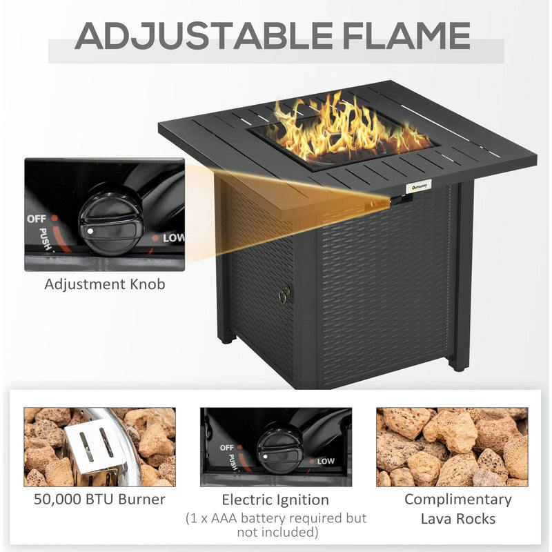 Outsunny Gas Fire Pit Table With Cover